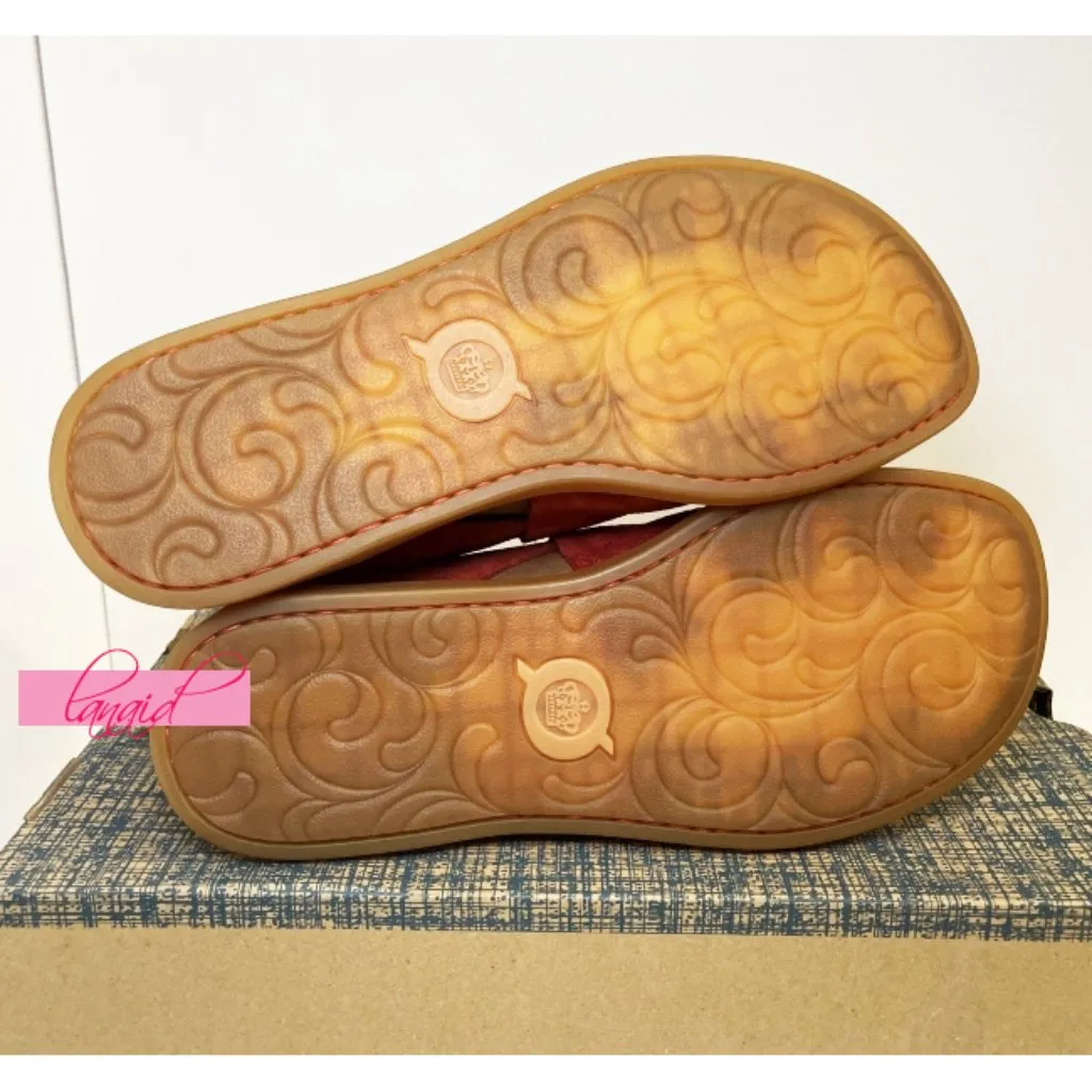 Born Iwa Red Aragosta Suede Leather Distressed Crossover Burnt Orange Sandals 6 - Image 10