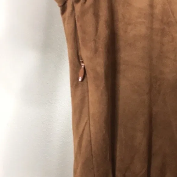 NY collection baby doll dress brown suede long sleeve dress size medium - Image 13
