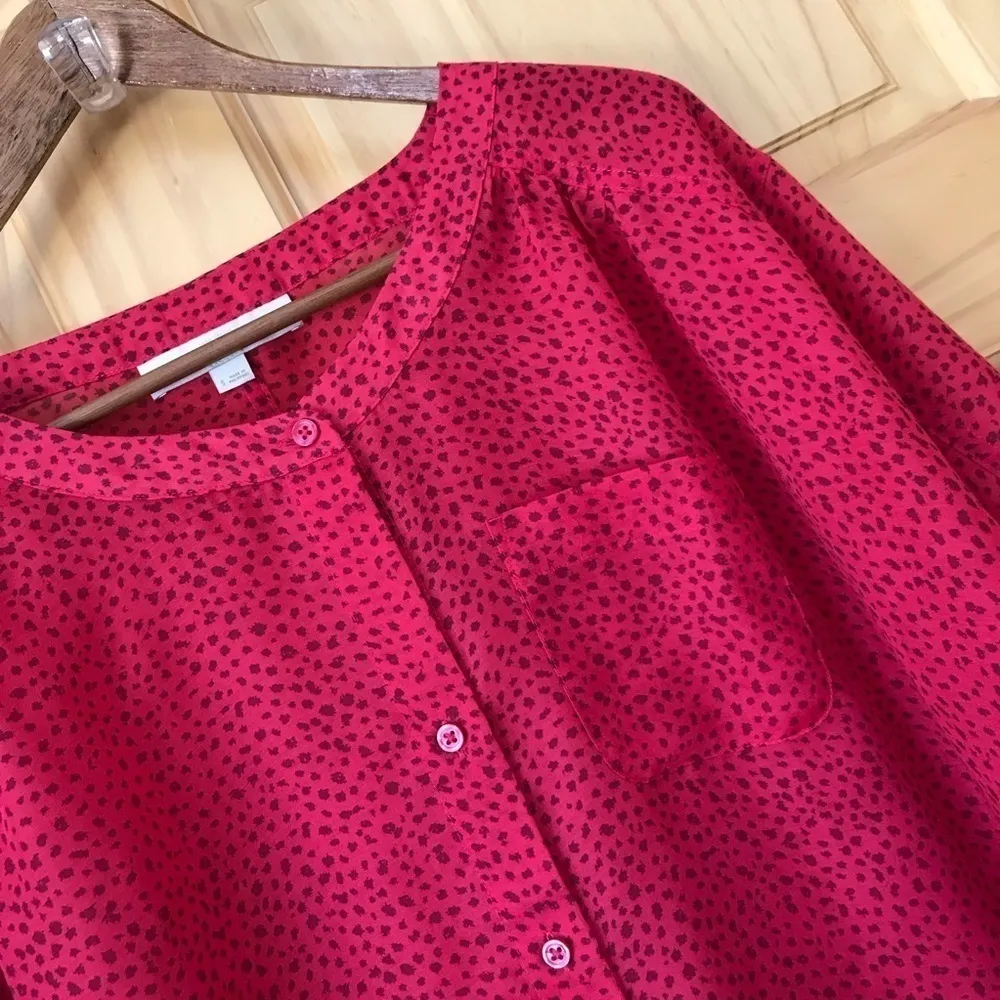 ANN Taylor LOFT banded elbow length puff sleeve blouse size small - Image 3