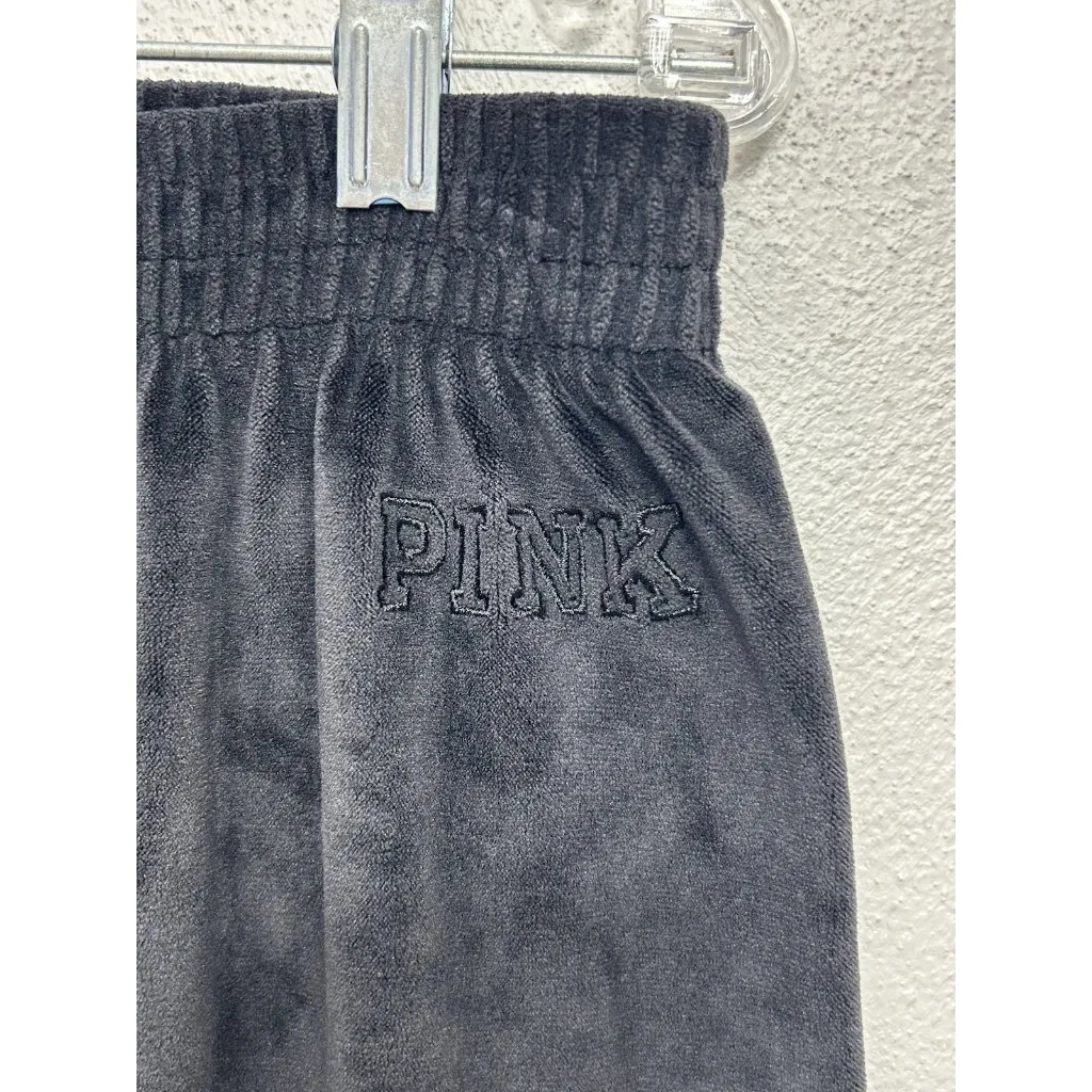 Victoria's Secret PINK Crushed Velvet Velour Joggers XS BLACK soft Athleisure - Image 3