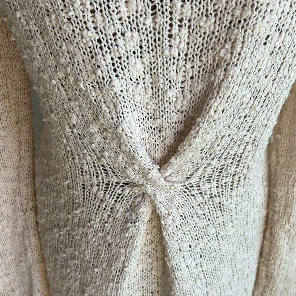 Anthropologie Yellow Bird V-Neck Mesh Knit Cream Sweater Size Small - Image 9