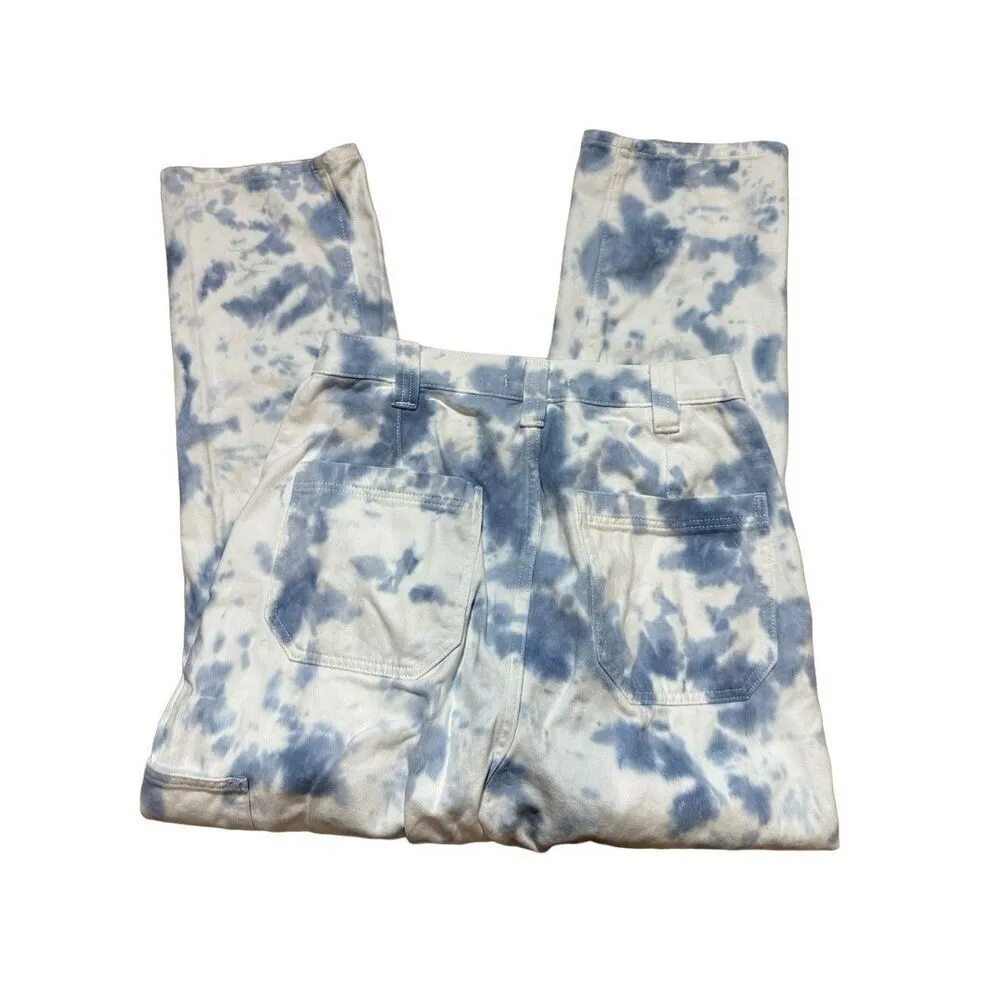 Pacsun womens blue white tie dye high rise mom jeans sz 30 - Image 8