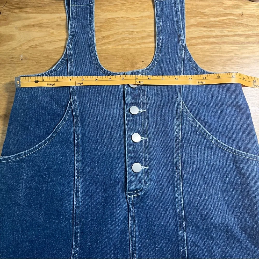 Cloud Ten Denim Skirtall Cotton Dark Wash Button Front Adjustable Straps Overall - Image 15