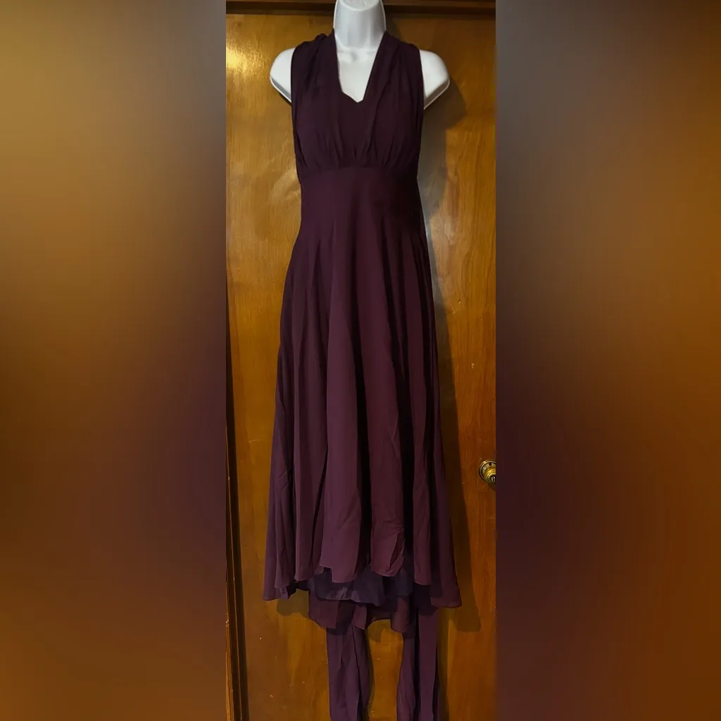 Woman’s Elegant Convertible Chiffon Plum Dress Size 10 Purple - Image 2