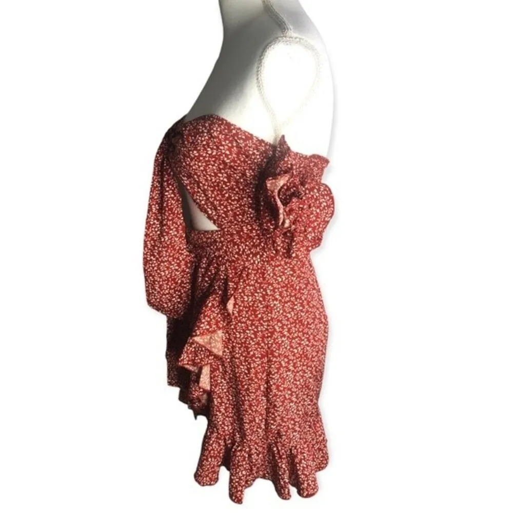 Shein Cut Out Ditsy Floral Ruffled Bardot Babydoll Dress - Image 5