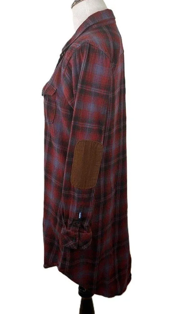 KAVU Jurnee Multicolor Plaid Pattern Flannel Shirt Dress Size Small - Image 3