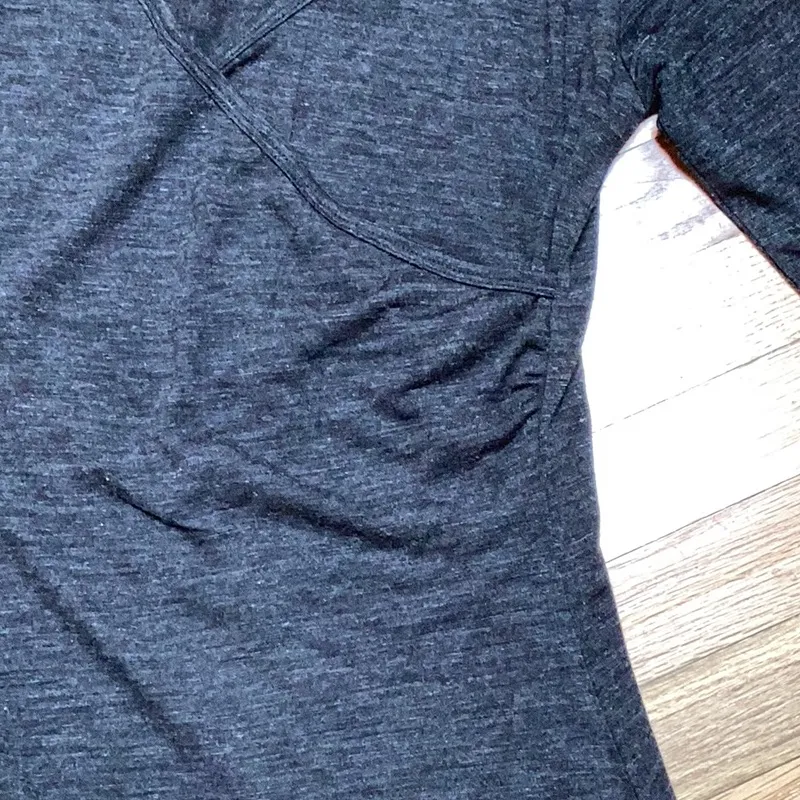 Prana Gray Nadia Wool Blend Lightweight Faux Wrap Front Dress Size small - Image 4