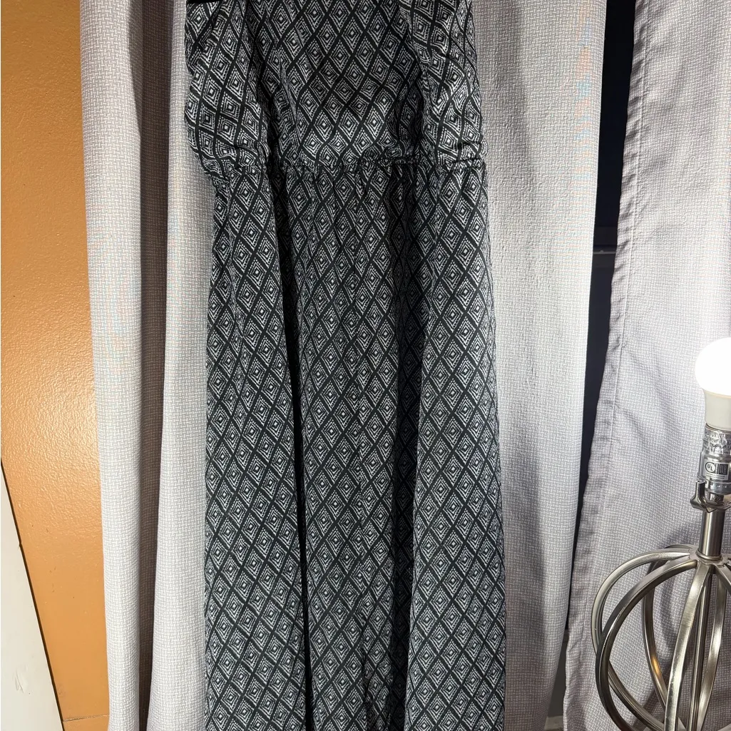Forever 21 Black Patterned Maxi Spaghetti Strap Dress Size Medium Boho - Image 6