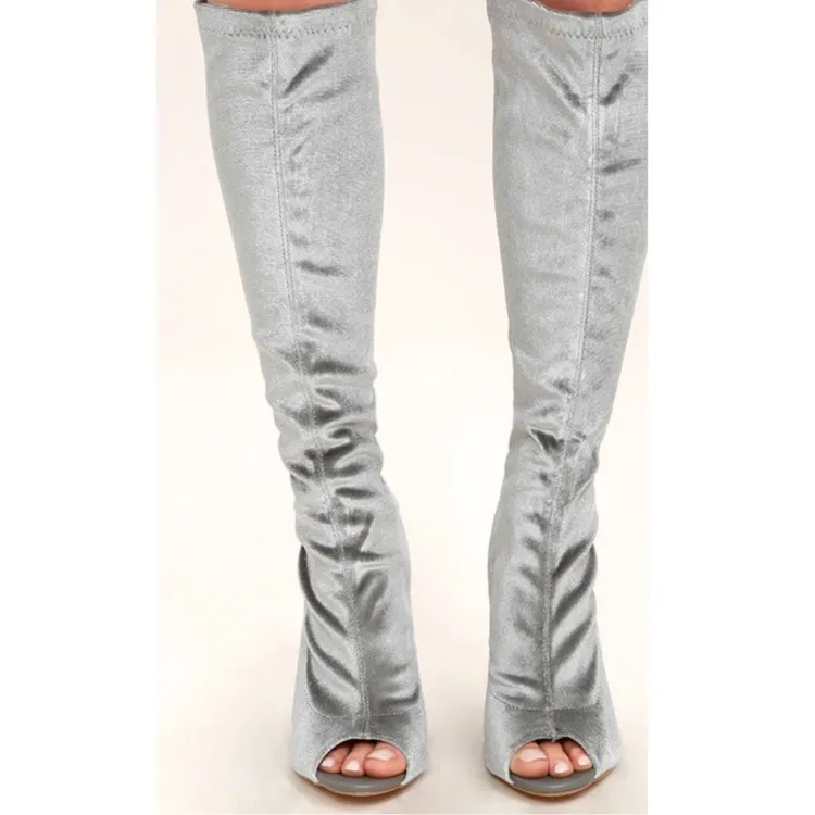 Lulus Velvet Peep Toe Boots Size 7 NEW - Image 2