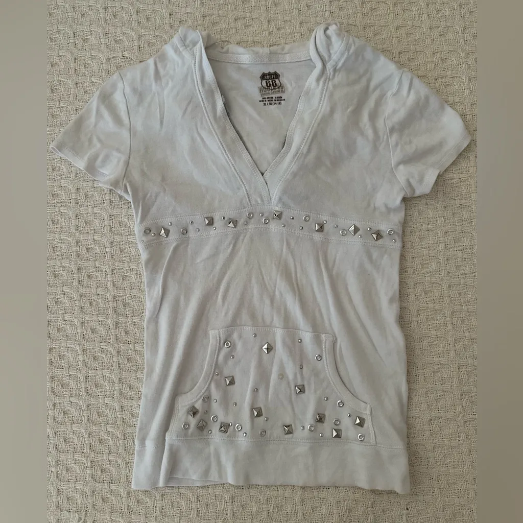 y2k white bejeweled top - Image 2