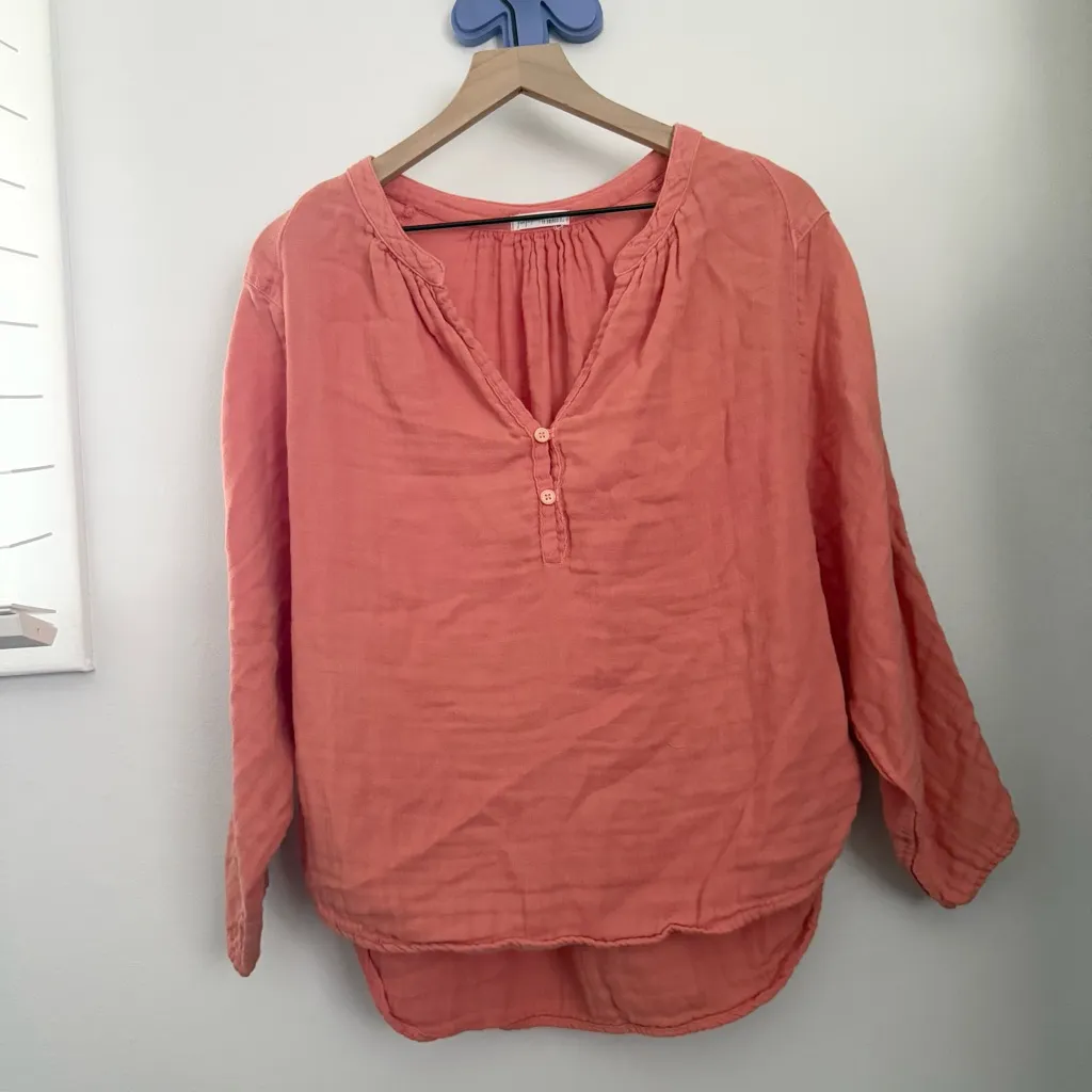 Free People CP Shades Small Swing Top Coral Orange Gauze Cotton Relaxed Boho - Image 2