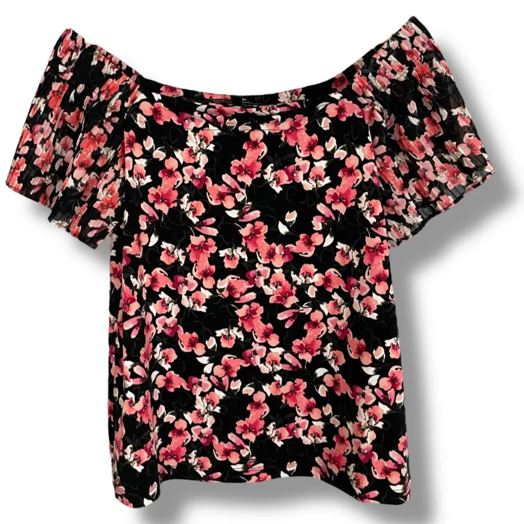 White House Black‎ Market Blouse Off-The-Shoulder Cherry Blossom Floral Size XS - Image 4