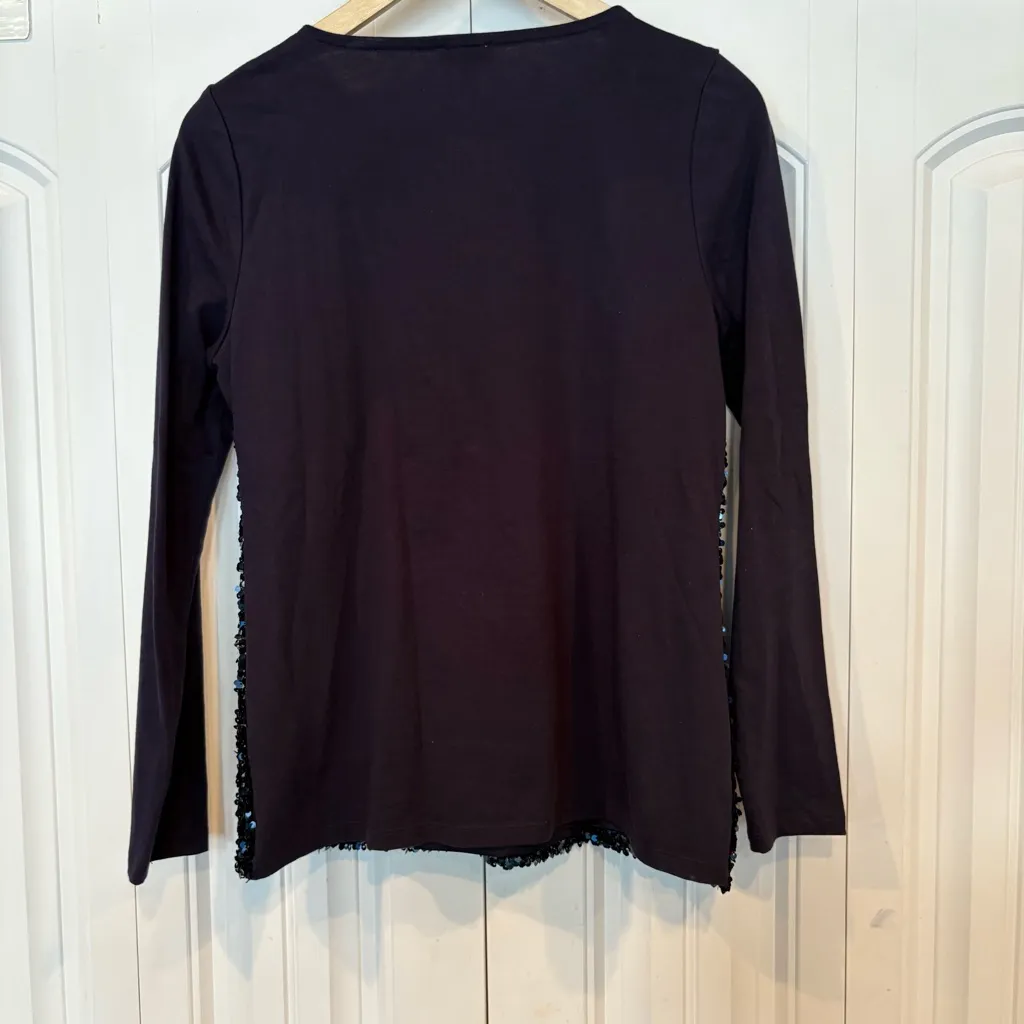 Talbots Blue Sequin Front Top Size Small‎ - Image 2