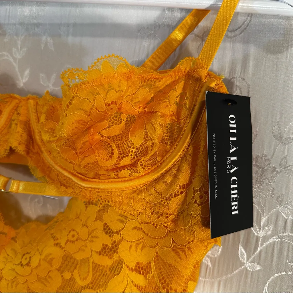 OH LA LA CHERI Lace Yellow Gold Fusion Underwire Babydoll Chemise Size Large NWT - Image 2