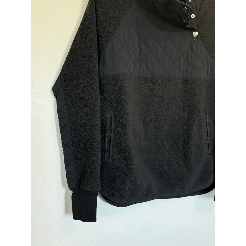 Abercrombie‎ & Fitch Black Quilted Snap Long Sleeve Black Sweatshirt Size XS - Image 2