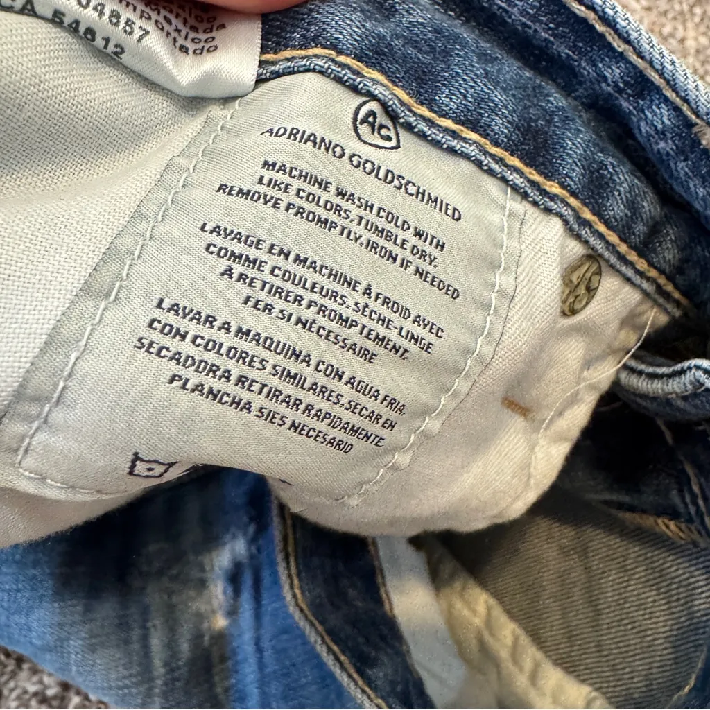 AG Adriano Goldschmeid Blue Distressed Ex-Boyfriend Slim Jeans Womens 29 Casual - Image 3