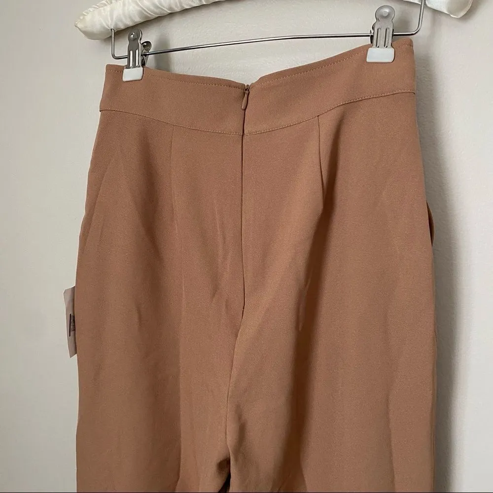 BB Dakota Pants Crop Crepe Tan One Stop High Waisted Casual Neutral Minimal Cute - Image 7