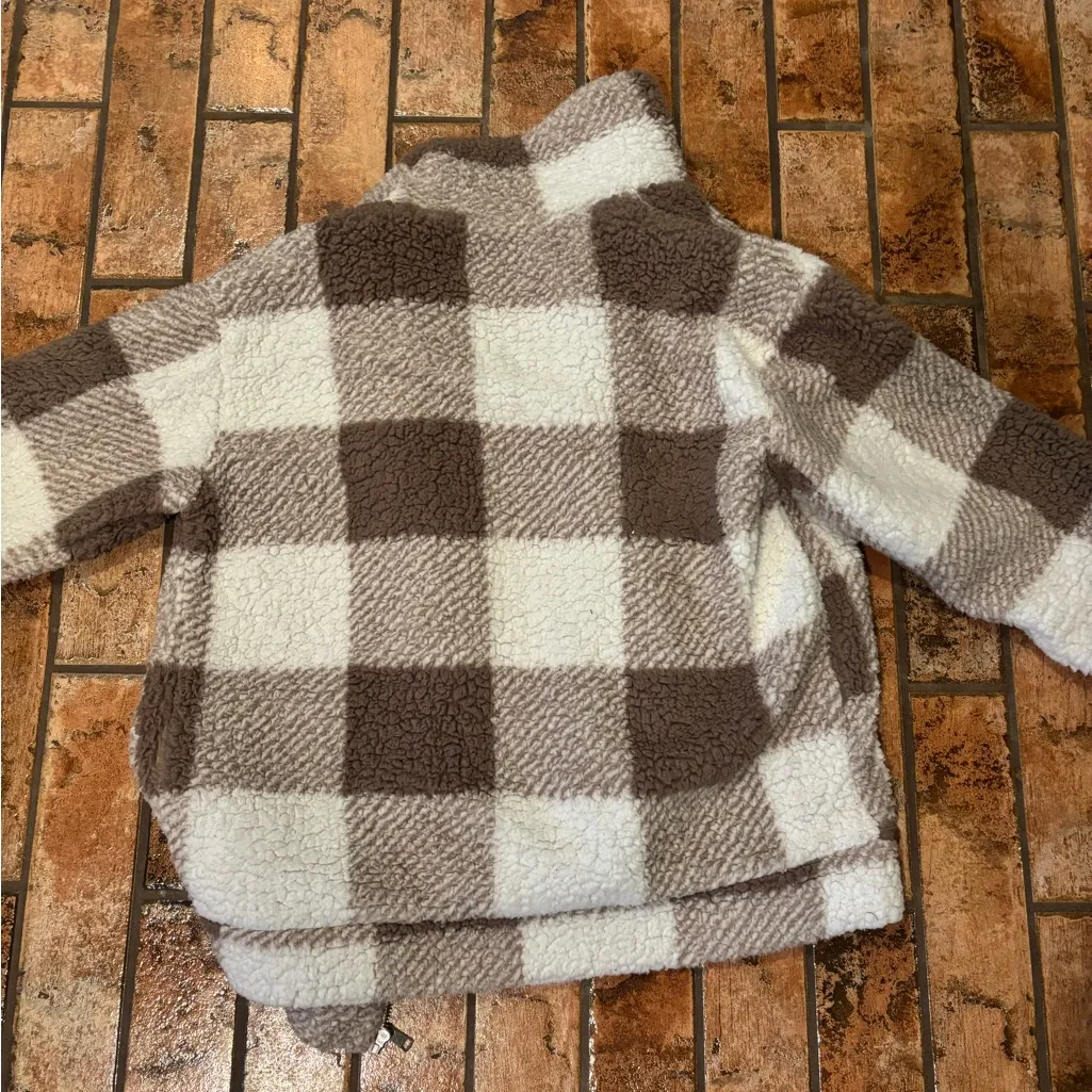 Sherpa Zip Up Jacket Brown Size M - Image 3