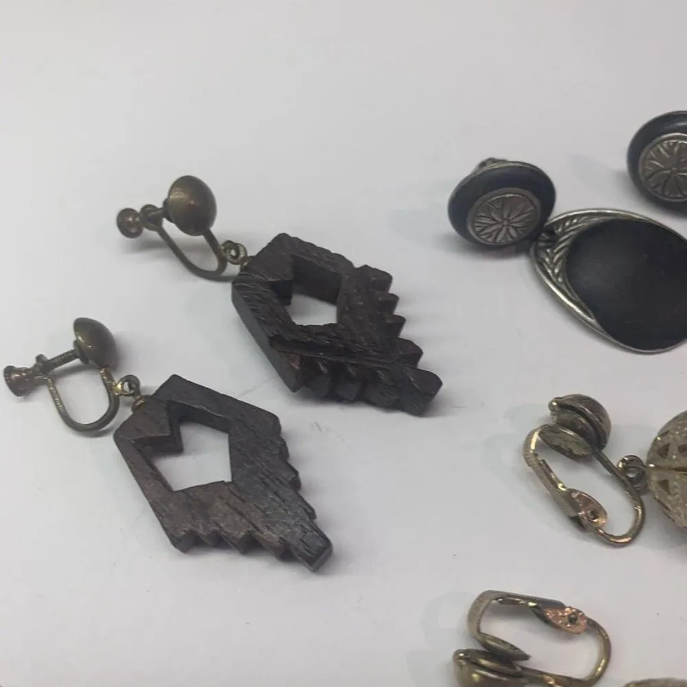 Lot Of 5 Costume Earrings Vintage Clip On Clip - Image 8