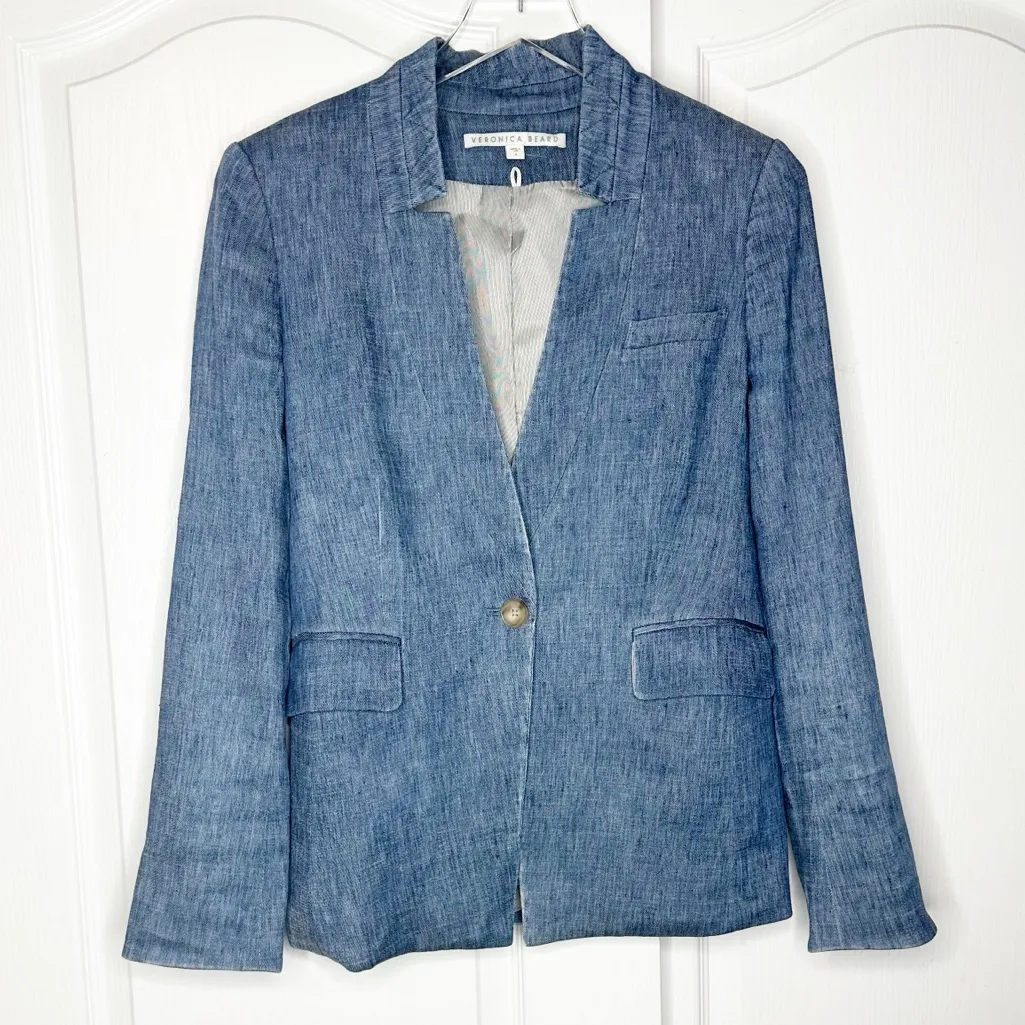 Veronica Beard Orchid Chambray Upcollar Jacket Size 4 - Image 13