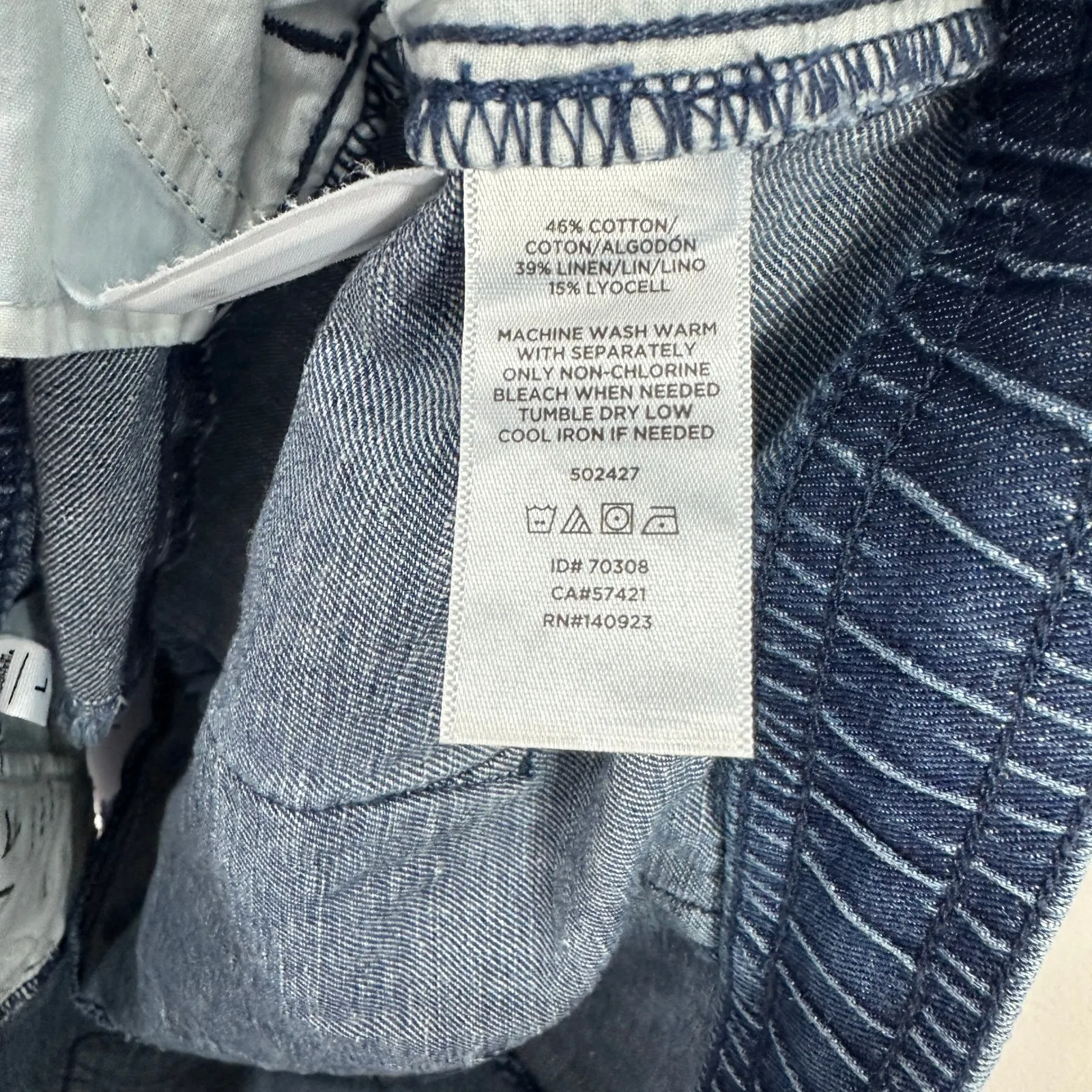 LOFT Denim Pull On Shorts Large Blue Raw Hem Rope Belt Coastal Resort Beachy - Image 7