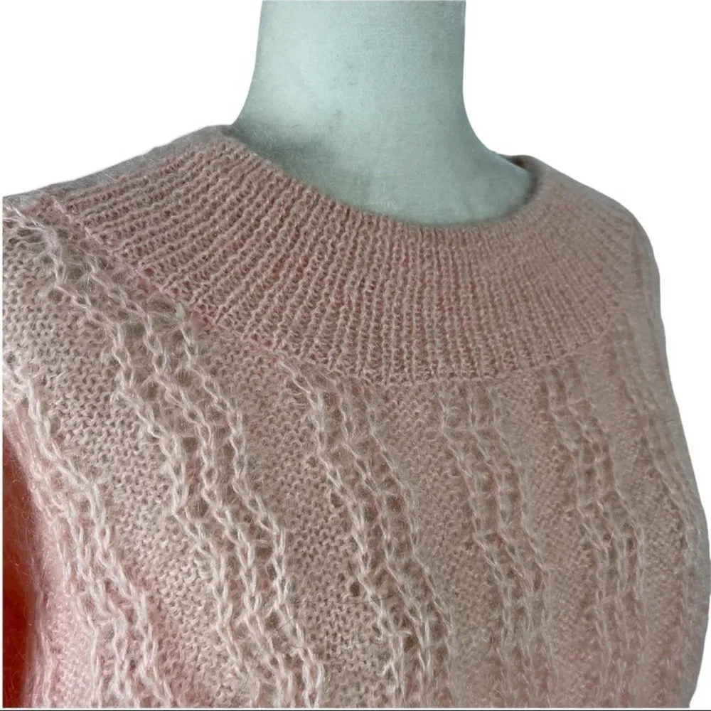 Vintage 80s Lowell & Whitney Kid Mohair Pullover Sweater Pink Size Medium - Image 5