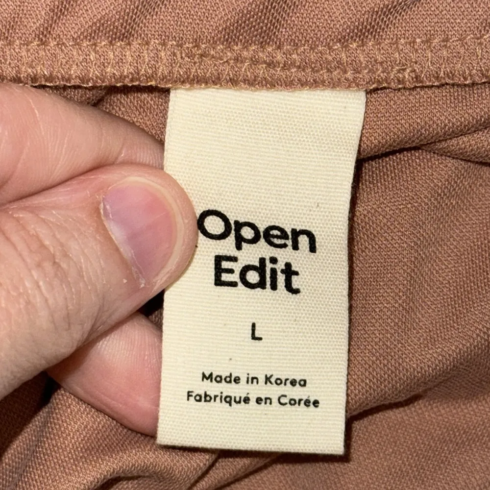 Nordstrom Open Edit Side Gather Pull On Midi Skirt Women’s L Tan Beige - Image 6