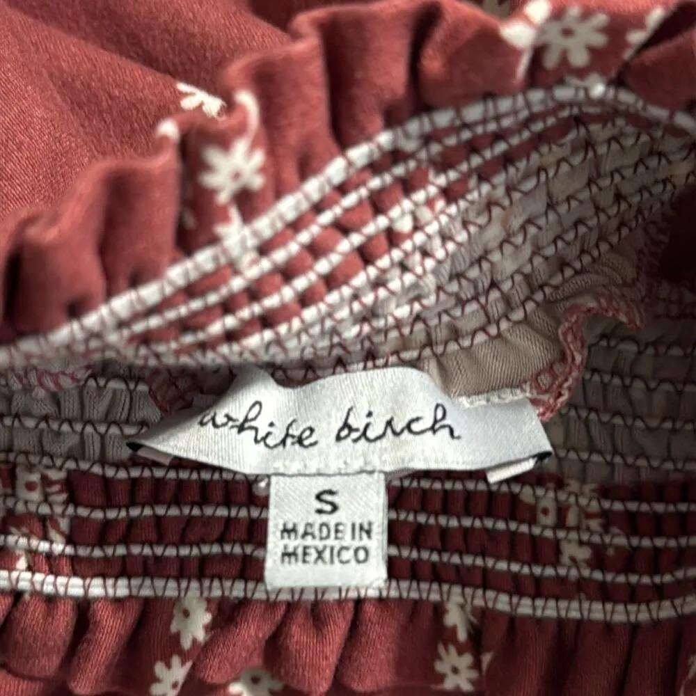 White Birch size small pullover women's elastic neck turtleneck blouse floral - Image 2