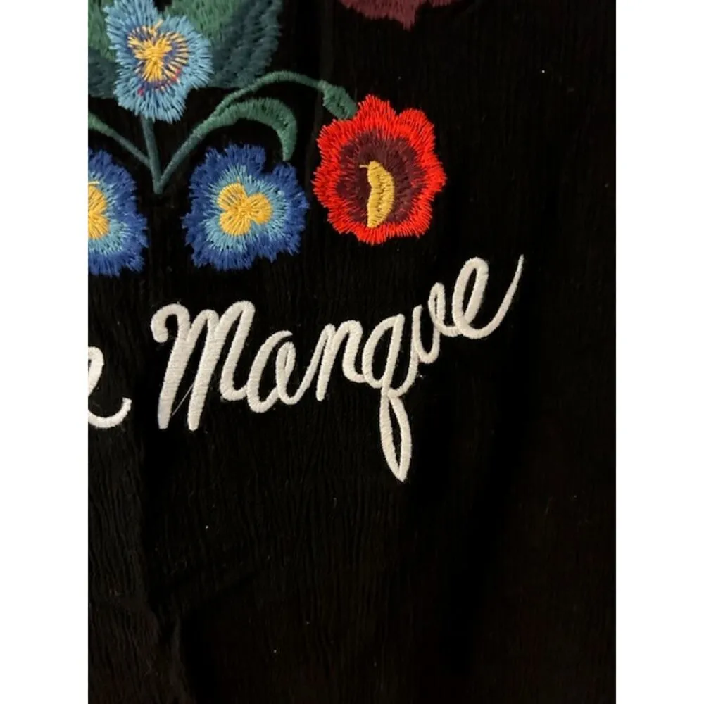 Miss Me Black Embroidered Button up Mini Dress Birds Western Cowgirl Y2K LARGE - Image 9