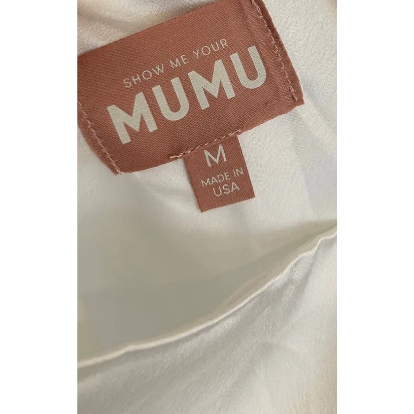 Show Me Your Mumu Lisa Mini Dress Ivory Luxe Satin M - Image 7
