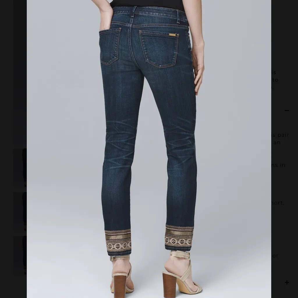 WHBM Straight Crop Embroidered Hem Classic Rise Crop Jeans size 10L - Image 5