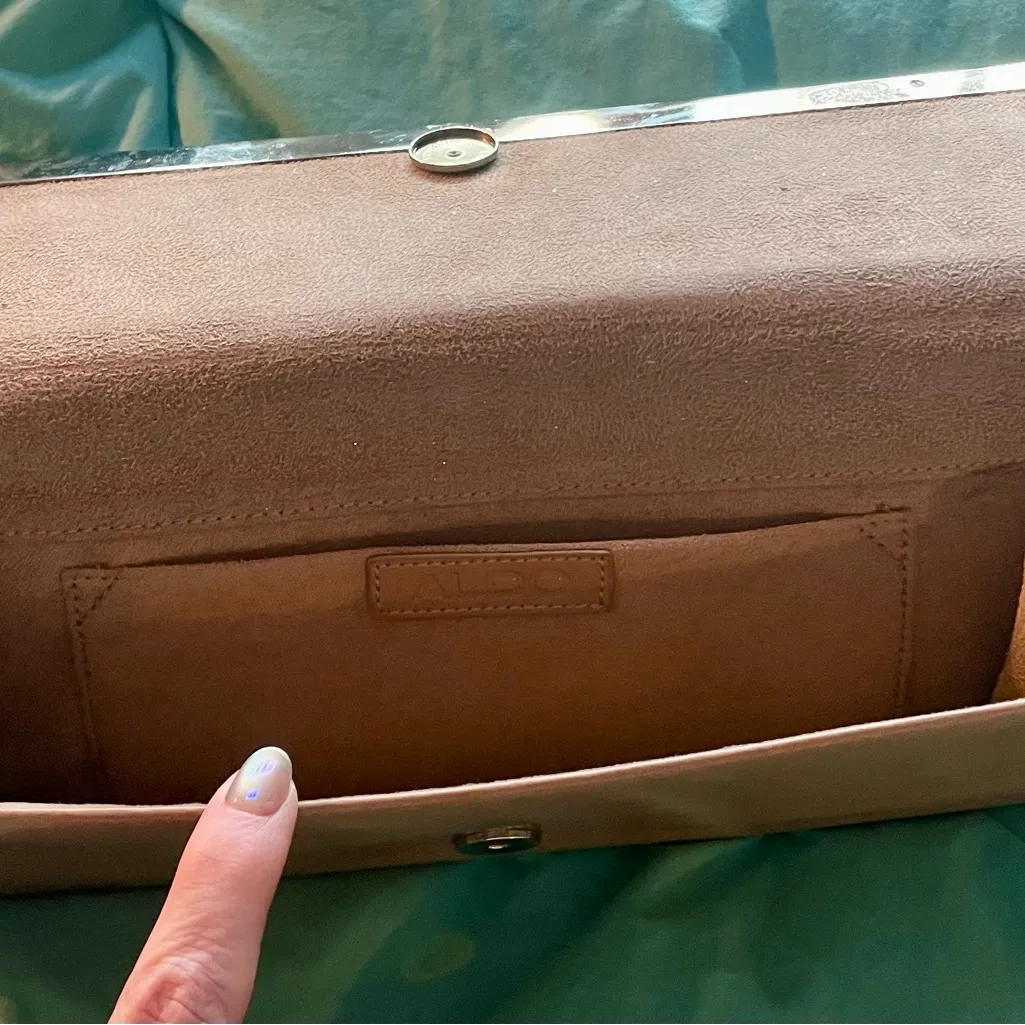 Aldo Glossy Brown Clutch - Image 3