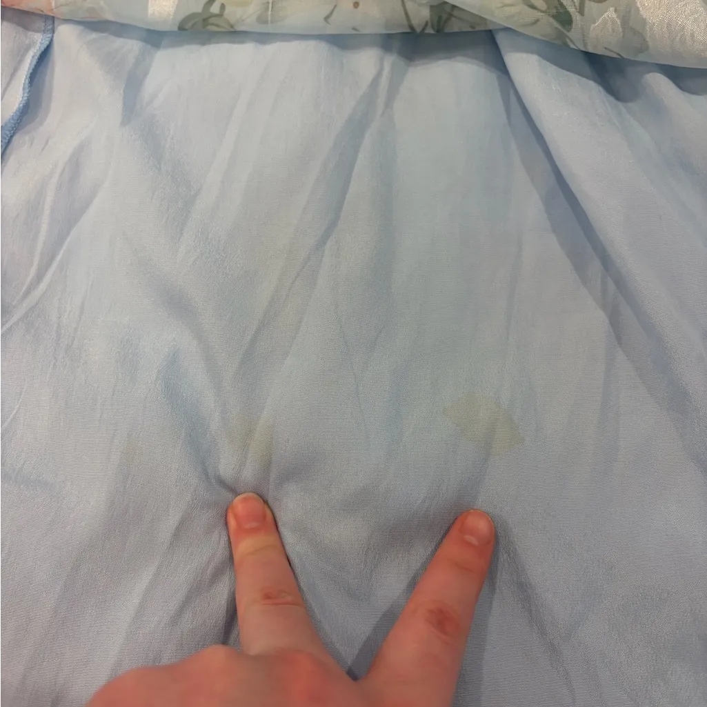 bigHit Ethereal Fairycore Halter Neck Floral Maxi Dress Small Whimsical Wedding Blue - Image 12