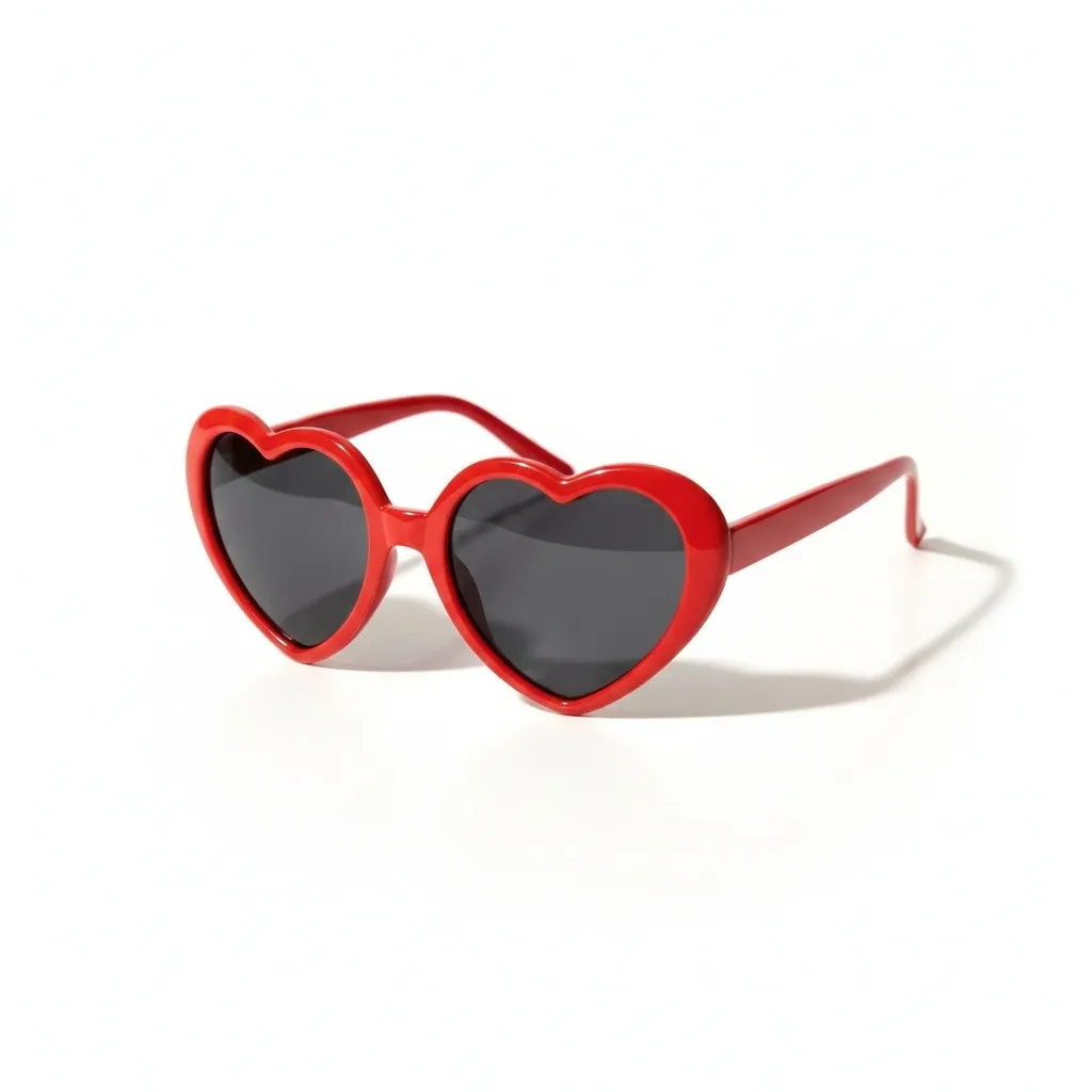 Quirky Retro Heart Shaped Sunglasses Fun Novelty Party Festival Whimsy Y2K 90s Red - Image 2