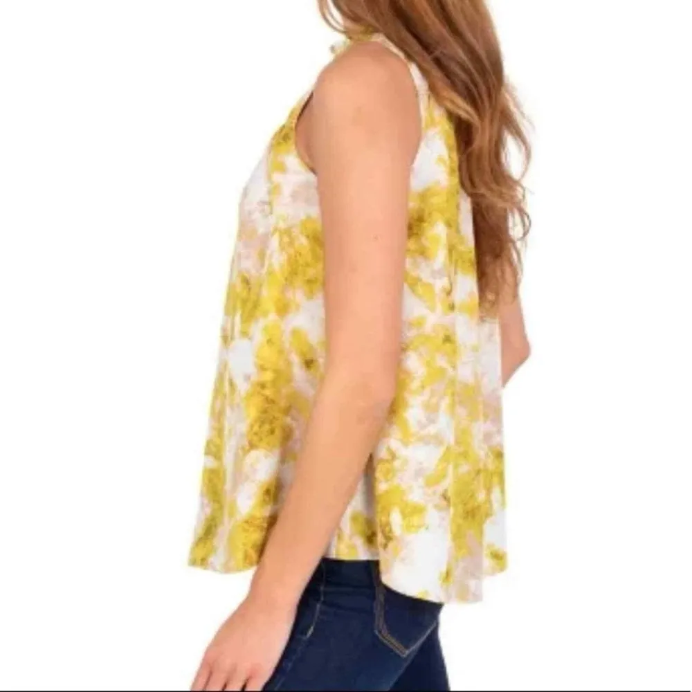 Joie Summer Porcelain‎ Print Summer Sleeveless Smocked Satin Fern Top Blouse - Image 3