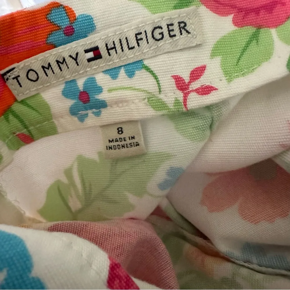 Tommy Hilfiger Floral Pleated Fit and Flare Skirt Cotton Spandex Blend Womens 8 - Image 7