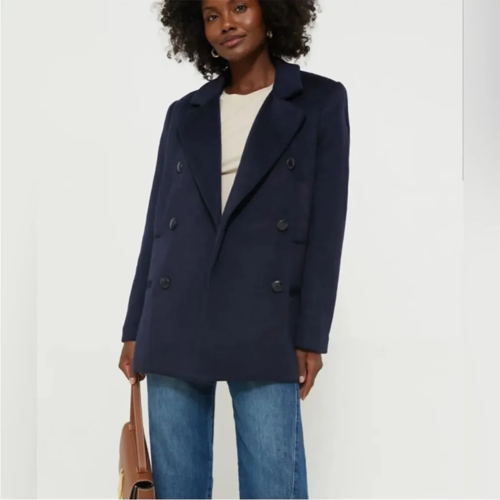 NWT Tuckernuck Kensington Navy Double-Breasted Women's Coat size M - Image 6