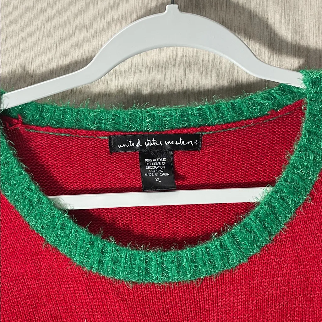 United States sweaters Festive Red Reindeer ugly Christmas Sweater xl Womens - Image 2