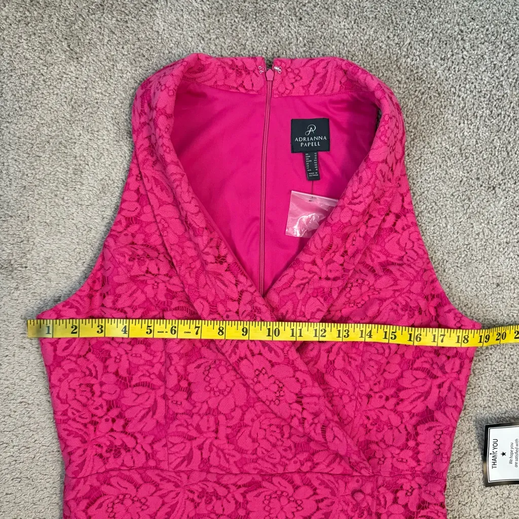 Adrianna Papell Sleeveless Lace Tuxedo Dress Petunia Pink 12 - Image 9