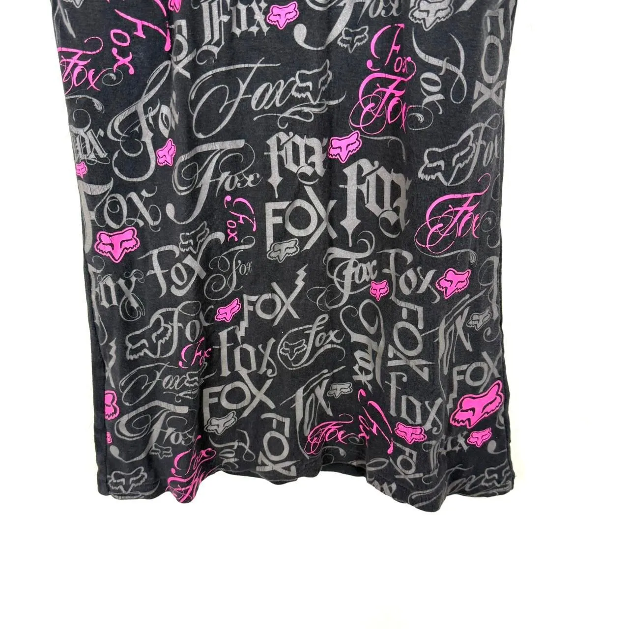 Vintage Y2K Fox Racing black tank top with grey and pink graphics AOP Size XL - Image 8
