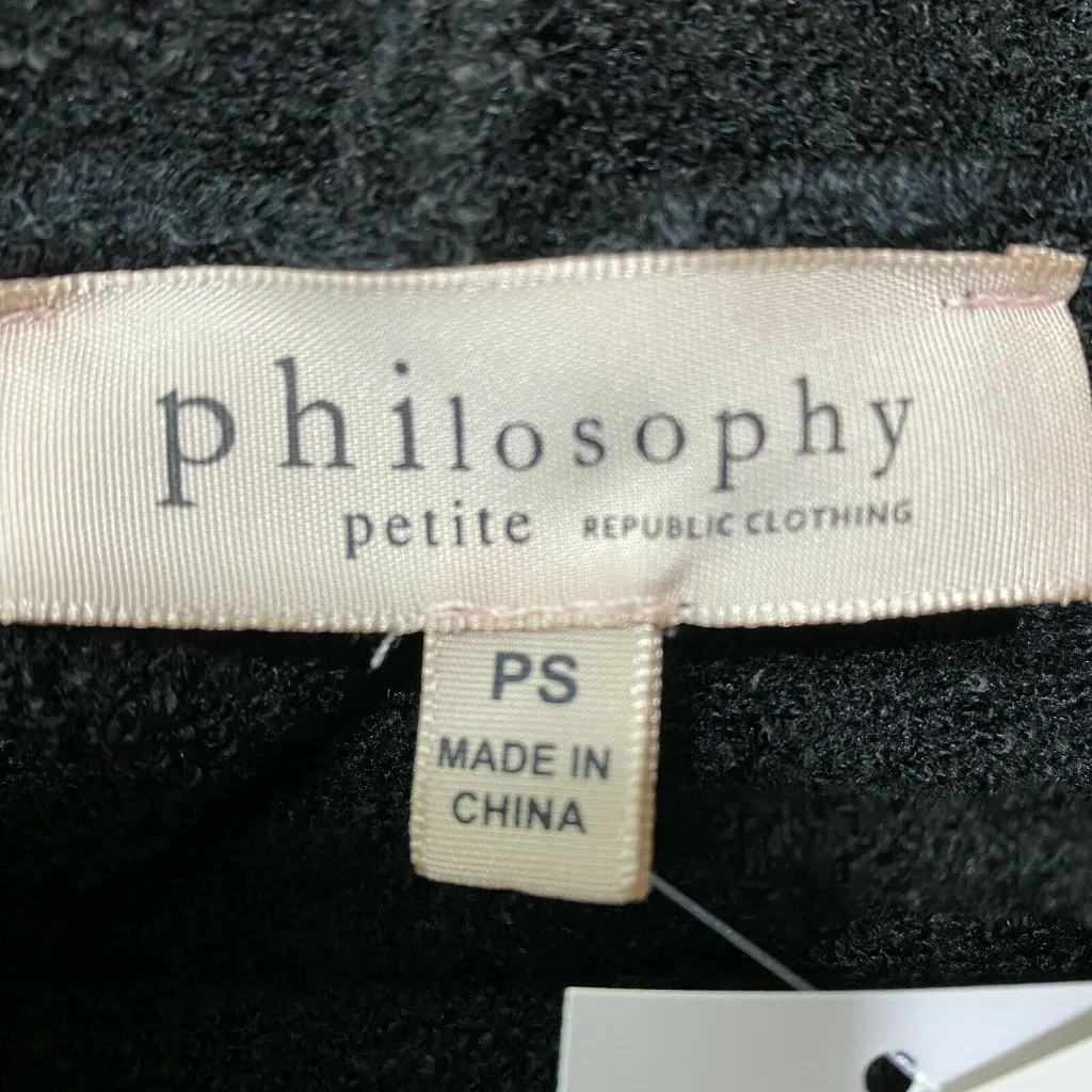 Philosophy Sweater Solid Black‎ Mock Neck Drawstring Cozy Womens Petite S - Image 6