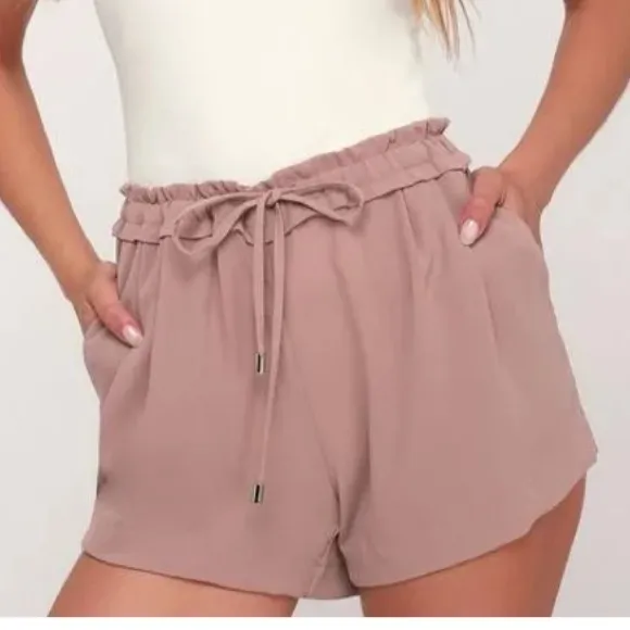 Lulus  Jest Mauve Pull On Drawstring Shorts Size Large - Image 2
