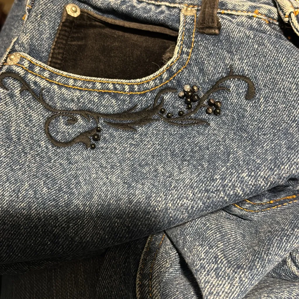 Vintage 80's Jordache Embellished Denim Jean Sz Jr 7/8 Dark Wash High Waisted - Image 9