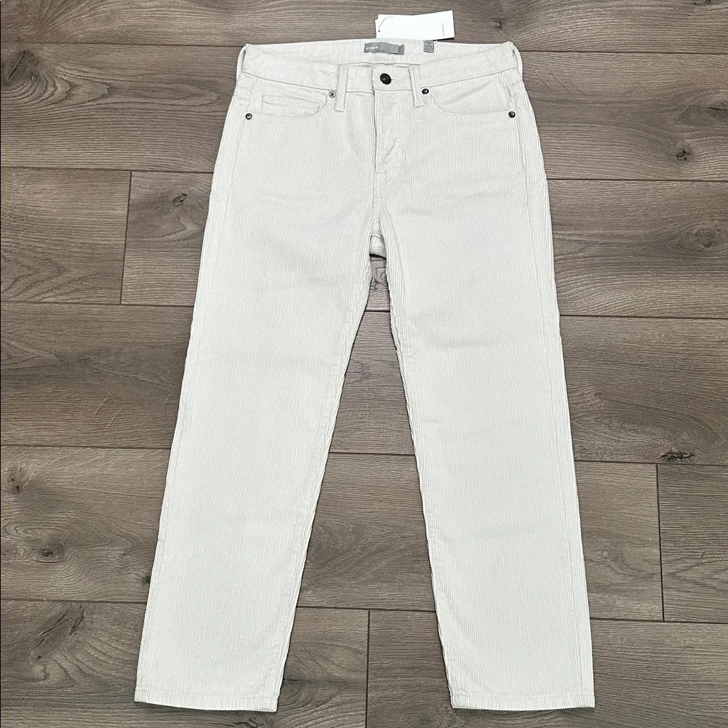 Vince‎ Union Slouch Cropped Corduroy Button Fly Straight Leg Pants Cream Size 0 - Image 2