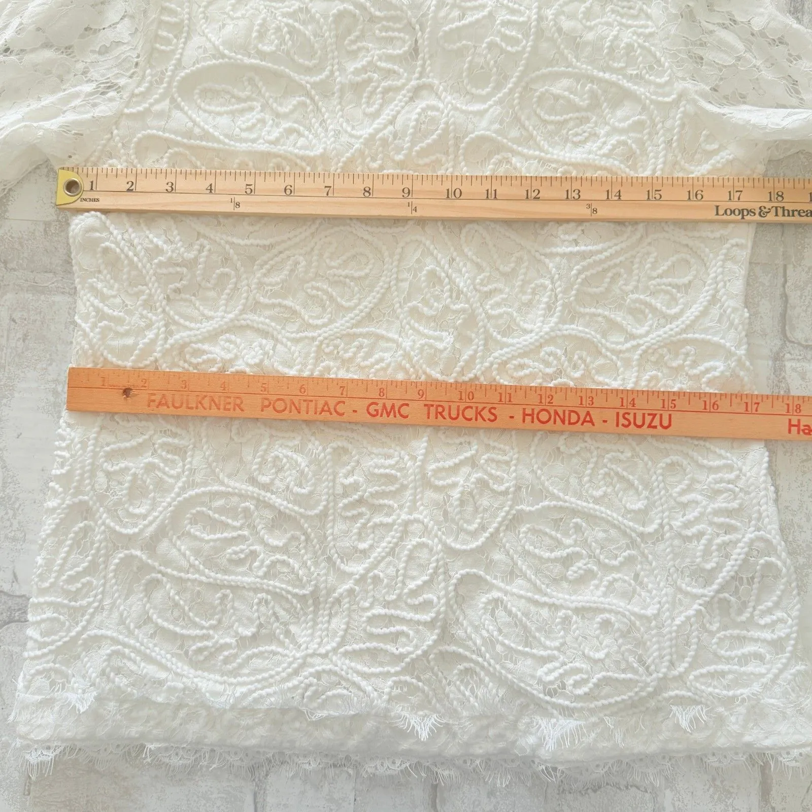 Soft Surroundings Off White Lace Cording Top Romantic Feminine Style PS (flaw) - Image 7