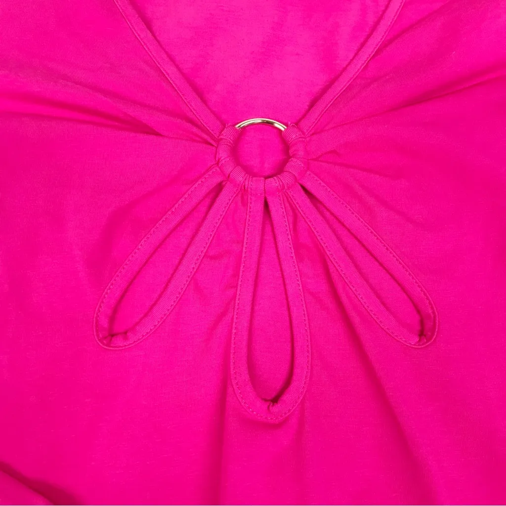 New PRINCESS POLLY‎ Hot Pink Low Cut Long Sleeve Bodycon Mini Dress Sexy Size 12 - Image 8