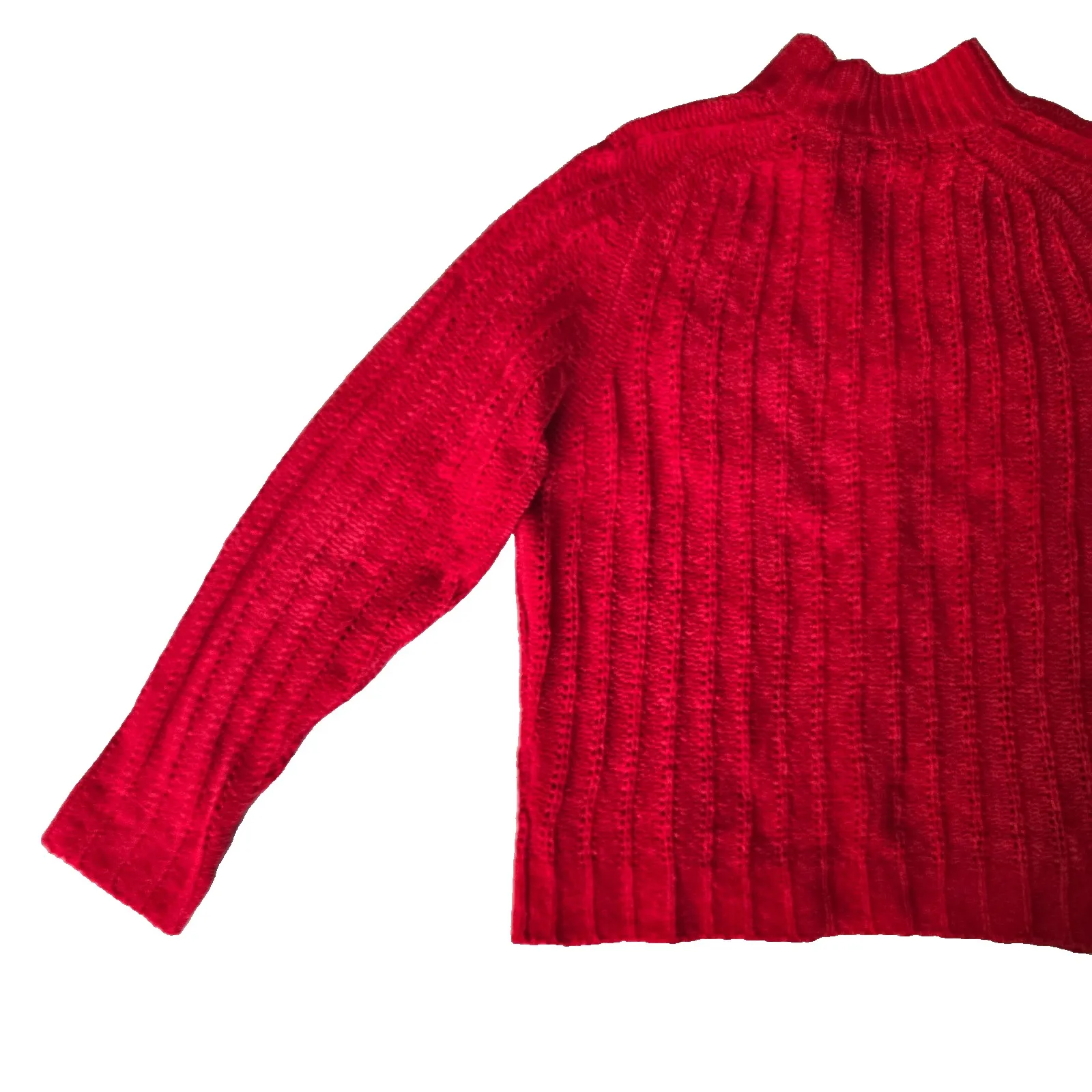 Vintage Y2K Knit Sweater Cottagecore Granny Chic Cozy Zipper Cardigan Red Large - Image 9
