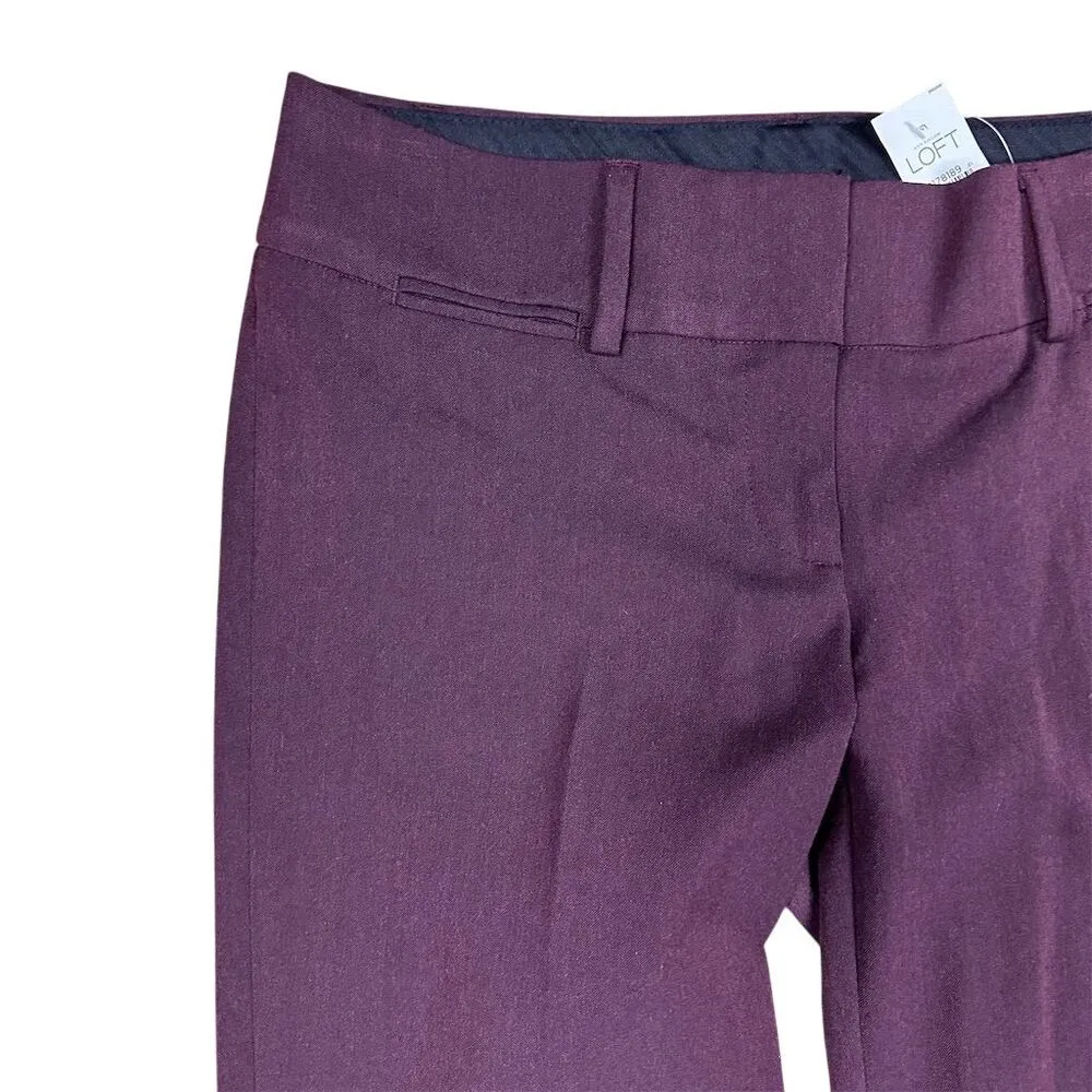 NWT LOFT Women's Wide-Leg Purple Marisa Trousers Size 0 Business Casual - Image 2