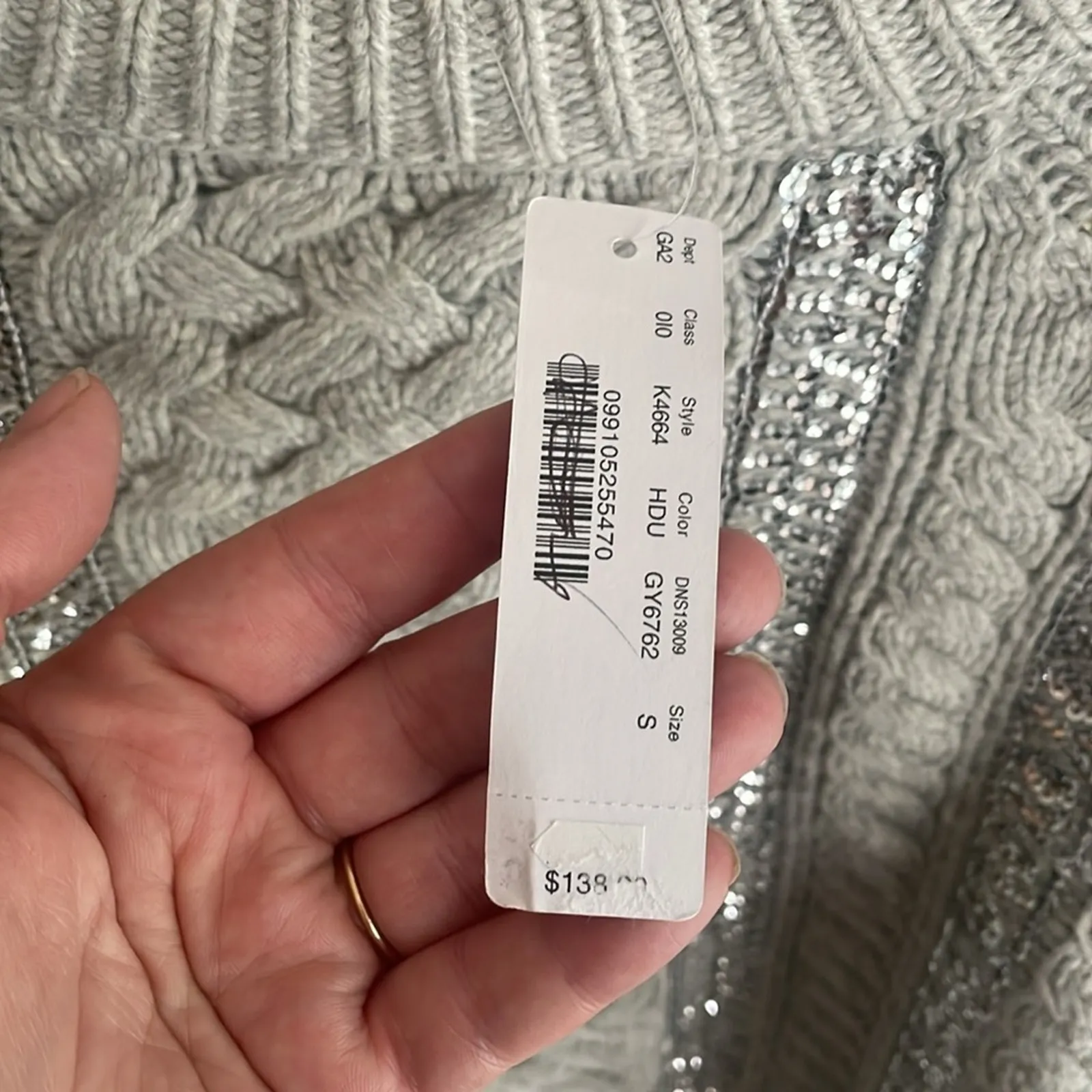 J.Crew Cable-knit Sequin Sweater Gray - Image 9