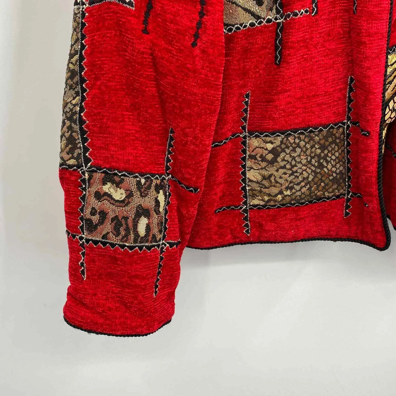 Allure Petite Cardigan Sweater Womens Petite Large Red Animal Print Chenille Size undefined - Image 5